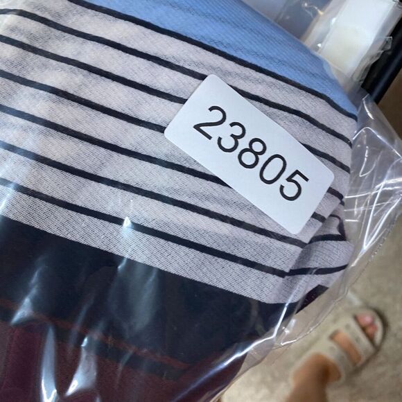 Alfani Dress Women XL Blue Striped Shift Short Lined 3/4 Sleeve Pullover Casual - Picture 9 of 9